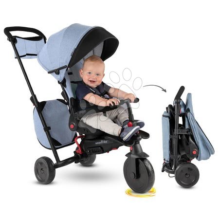 Kinderdreiräder - Dreirad und Kinderwagen faltbar STR7 Urban 7in1 smarTrike Jeans mit Klappsitz TouchSteering mit EVA-Rädern ab 6 Monaten