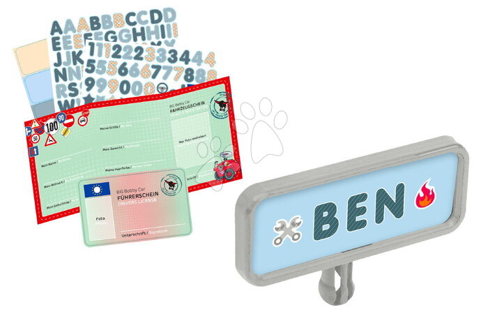 Tillbehör till barnsparkcyklar - Namnskylt med förarlicens och registreringsbevis Bobby Car My Own Plate BIG