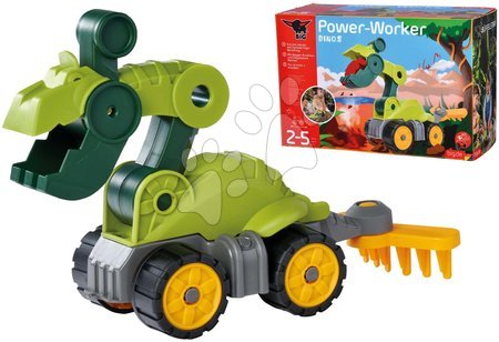 Autíčka - Bagr pracovní stroj Power Worker Mini Dino T-Rex BIG s pohyblivými částmi a hrábě na písek od 24 měsíců_1