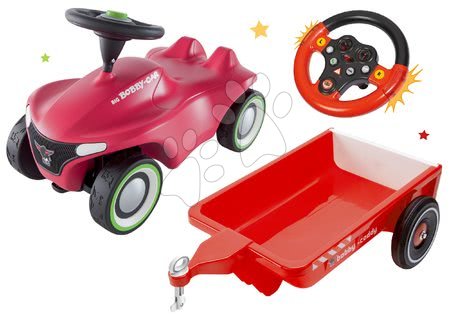 Odrážadlá sety - Set odrážadlo Bobby Car Neo BIG ružové zvukové s 3-vrstvovými gumovými kolesami