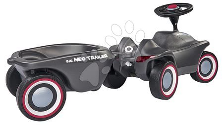 Vehicule pentru copii - Set babytaxiu Bobby Car Neo Anthrazit BIG cu sunete și jante care își schimbă culoarea cu volan electronic interactiv și remorcă ovală_1