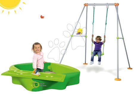 Jucării pentru copilași de la 1 la 2 ani - Set nisipar Sandy BIG cu prelată și leagăn Portique cu structură metalică de la 12 luni