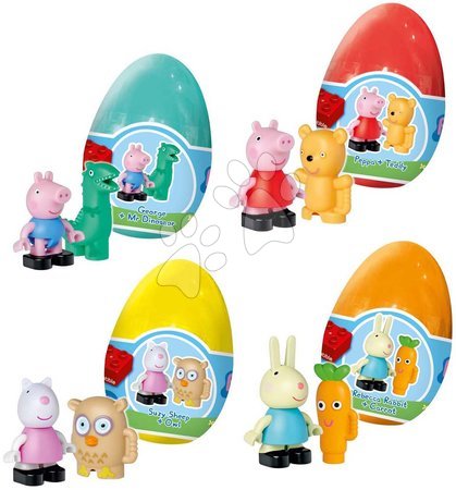 Jocuri de construit - Joc de construit Peppa Pig Funny Eggs PlayBig Bloxx Big în ou - set 4 modele de la 18 luni