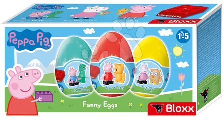 Stavebnice ako LEGO - Stavebnica Peppa Pig Funny Eggs XL PlayBig Bloxx BIG vo vajíčku s figúrkami - sada 3 druhov od 18 mes_1