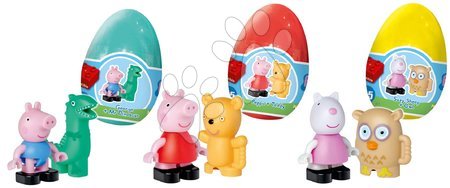 Dětské stavebnice - Stavebnice Peppa Pig Funny Eggs XL PlayBig Bloxx BIG ve vajíčku s figurkami – sada 3 druhů od 18 měsíců
