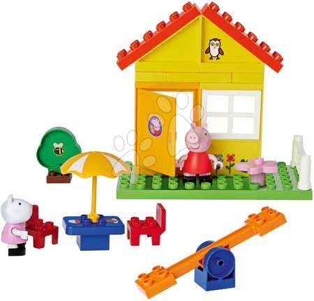 Stavebnice ako LEGO - Stavebnica Peppa Pig Garden House PlayBig Bloxx BIG domček s posedením a hojdačkou 2 postavičky 26 dielov od 18 mes_1