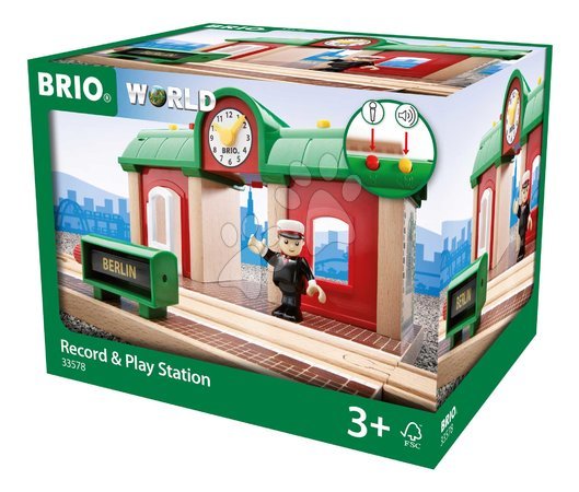 Holzeisenbahnen BRIO - Drevená vlaková stanica so svetlom Record & Play Station BRIO_1