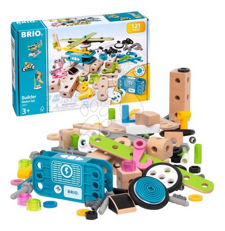 Ab 3 bis 6 Jahren - Drevená stavebnica s funkčným motorom Builder Motor Set BRIO