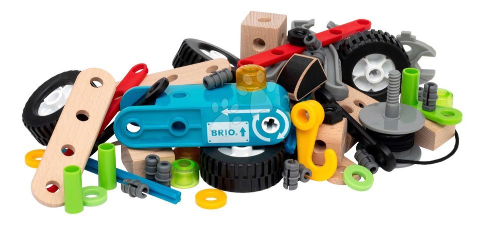 Ab 3 bis 6 Jahren - Drevená stavebnica s naťahovacím motorom Builder Motor Set BRIO