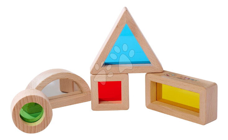 Fa oktatójátékok - Fa kockák ablakokkal és tükörrel Montessori Window Bricks Eichhorn