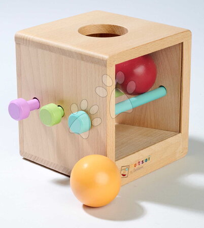 Fa oktatójátékok - Fa box ablakkal Montessori Box with Balls Eichhorn
