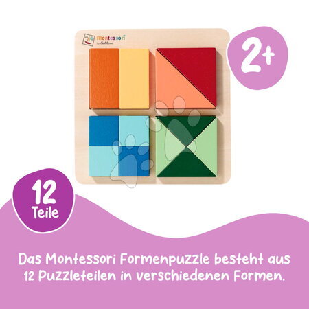 Dřevěné naučné hry - Dřevěné vkládací puzzle Barvy a tvary Montessori Shape Puzzle Eichhorn - 2