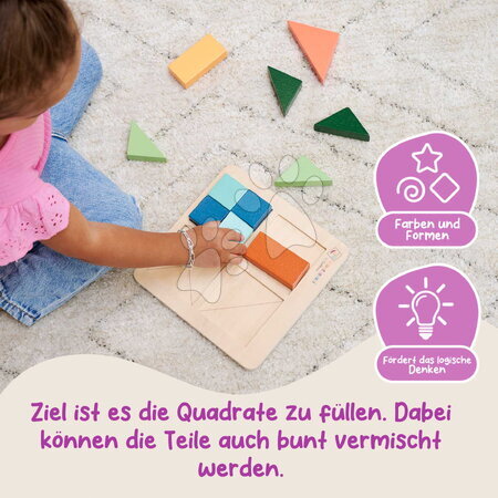 Dřevěné naučné hry - Dřevěné vkládací puzzle Barvy a tvary Montessori Shape Puzzle Eichhorn - 4