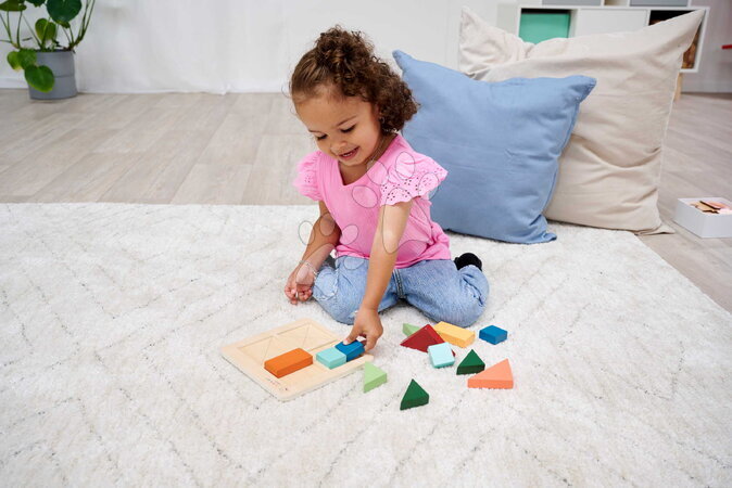 Dřevěné naučné hry - Dřevěné vkládací puzzle Barvy a tvary Montessori Shape Puzzle Eichhorn - 11