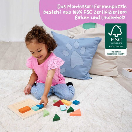 Dřevěné naučné hry - Dřevěné vkládací puzzle Barvy a tvary Montessori Shape Puzzle Eichhorn - 5