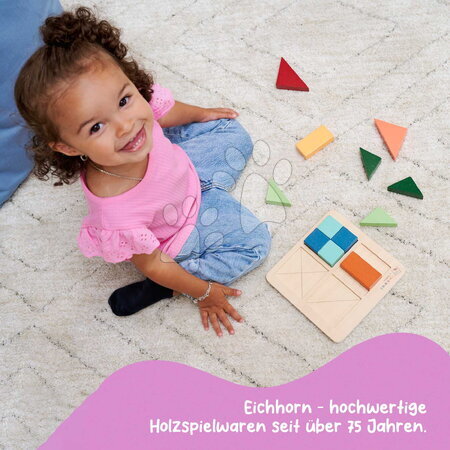 Dřevěné naučné hry - Dřevěné vkládací puzzle Barvy a tvary Montessori Shape Puzzle Eichhorn - 6