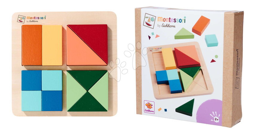 Dřevěné naučné hry - Dřevěné vkládací puzzle Barvy a tvary Montessori Shape Puzzle Eichhorn - 7