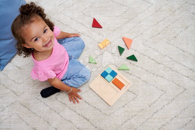 Dřevěné naučné hry - Dřevěné vkládací puzzle Barvy a tvary Montessori Shape Puzzle Eichhorn - 15