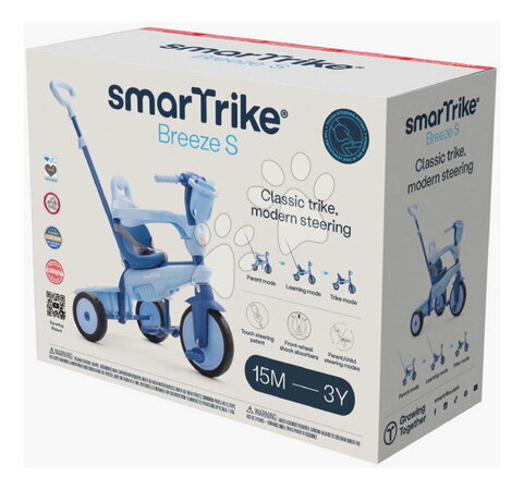 Tříkolky od 15 měsíců - Tříkolka s vodicí tyčí Breeze S Ocean Blue TouchSteering smarTrike - 25