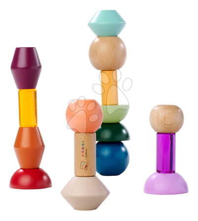 Fa oktatójátékok - Fa egymásra pakolható kockák Montessori Staple Beads Eichhorn