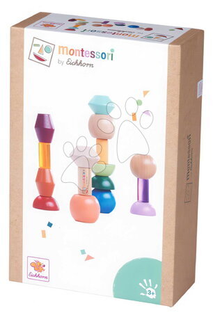 Dřevěné didaktické hračky - Dřevěné stohovatelné korálky Montessori Staple Beads Eichhorn - 2