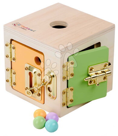 Jouets en bois Eichhorn du fabricant Eichhorn - Cube en bois Montessori avec serrures Lock Cube Eichhorn