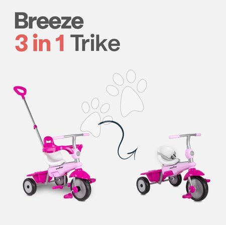 Tříkolky od 10 měsíců - Tříkolka s vodicí tyčí Lollipop Pink SmarTrike - 3