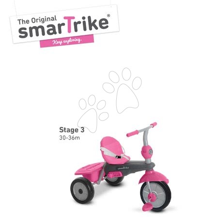 Tříkolky od 10 měsíců - Tříkolka Carnival Pink Touch Steering 3v1 smarTrike - 3