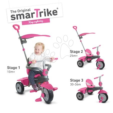 Tříkolky od 10 měsíců - Tříkolka Carnival Pink Touch Steering 3v1 smarTrike - 4