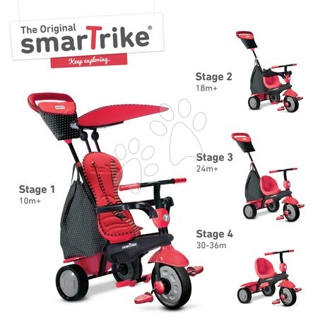 Tříkolky od 10 měsíců - Tříkolka Glow Touch Steering 4v1 Black&Red smarTrike_1