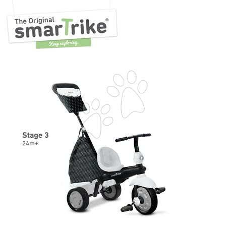 Tříkolky od 10 měsíců - Tříkolka Glow Touch Steering 4v1 Black&White smarTrike - 17