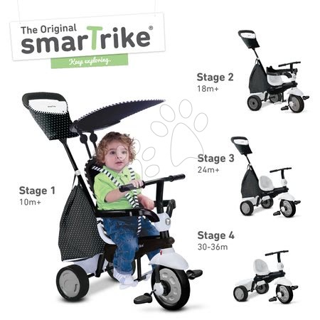 Tříkolky od 10 měsíců - Tříkolka Glow Touch Steering 4v1 Black&White smarTrike - 19