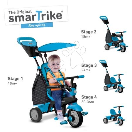 Tříkolky od 10 měsíců - Tříkolka Glow Touch Steering 4v1 Black&Blue smarTrike - 4