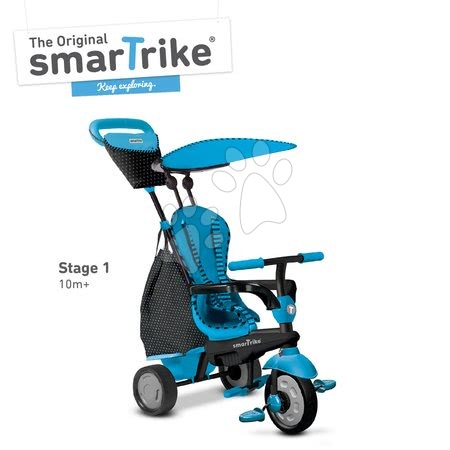 Tříkolky od 10 měsíců - Tříkolka Glow Touch Steering 4v1 Black&Blue smarTrike - 9