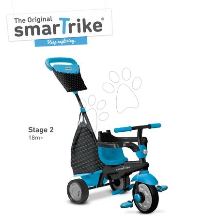 Tříkolky od 10 měsíců - Tříkolka Glow Touch Steering 4v1 Black&Blue smarTrike - 10