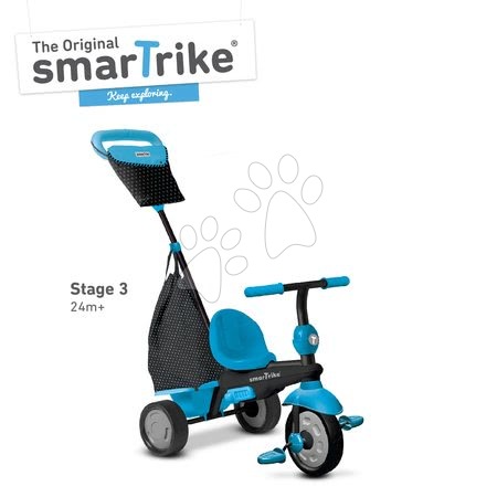 Tříkolky od 10 měsíců - Tříkolka Glow Touch Steering 4v1 Black&Blue smarTrike - 11