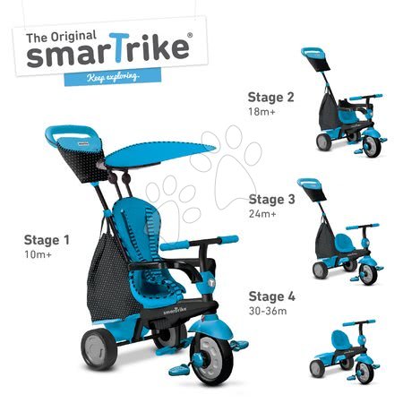 Tříkolky od 10 měsíců - Tříkolka Glow Touch Steering 4v1 Black&Blue smarTrike - 1