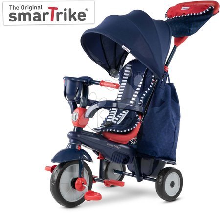 Hračky pre detičky od 6 do 12 mesiacov - Trojkolka Swirl DLX 4v1 Blue&Red smarTrike Touch Steering s tlmičom a voľnobehom + UV filter modro-červená od 10 mes