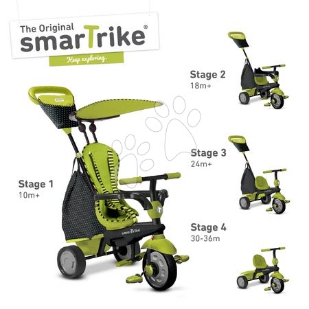Rowerki trójkołowe od 10 miesiąca - Trojkołowiec Glow Touch Steering 4v1 Black&Green smarTrike - 2