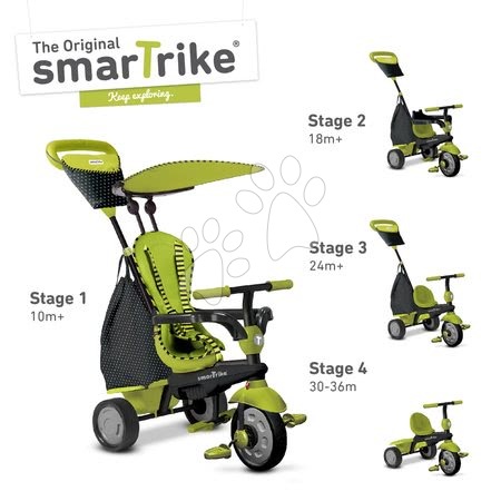 Tříkolky od 10 měsíců - Tříkolka Glow Touch Steering 4v1 Black&Green smarTrike_1