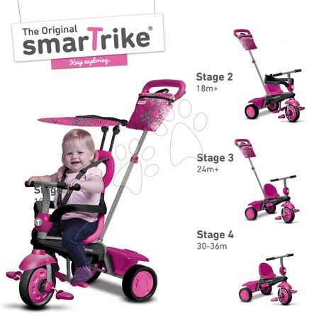 Tříkolky od 10 měsíců - Tříkolka Vanilla 4v1 Pink Touch Steering smarTrike - 6