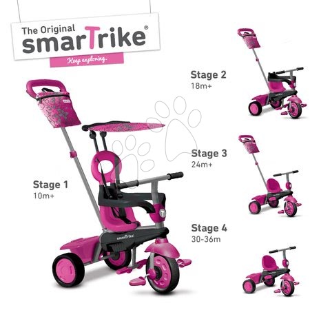 Triciklik 10 hónapos kortól - Tricikli Vanilla Pink 4in1 Touch Steering smarTrike_1