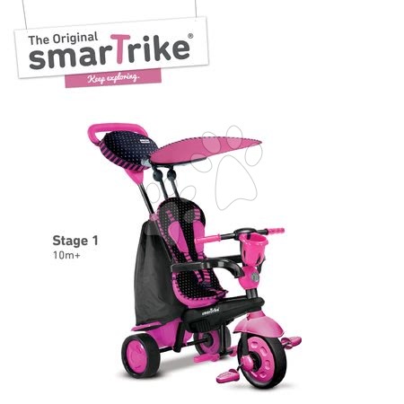 Tříkolky od 10 měsíců - Tříkolka Spark Black&Pink Touch Steering 4v1 smarTrike - 1