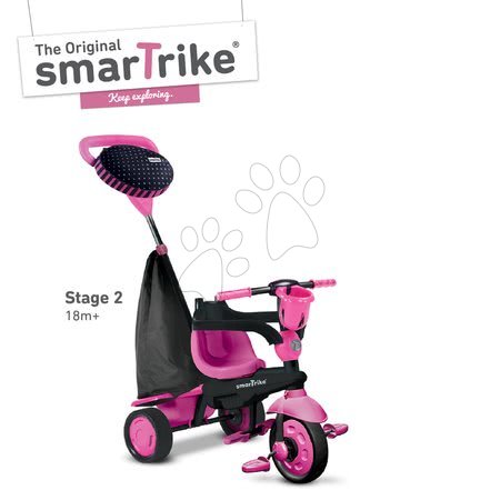 Tříkolky od 10 měsíců - Tříkolka Spark Black&Pink Touch Steering 4v1 smarTrike - 2