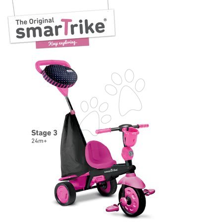 Tříkolky od 10 měsíců - Tříkolka Spark Black&Pink Touch Steering 4v1 smarTrike - 3