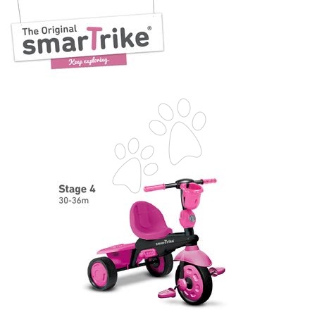 Tříkolky od 10 měsíců - Tříkolka Spark Black&Pink Touch Steering 4v1 smarTrike - 4