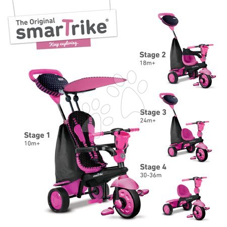 Tříkolky od 10 měsíců - Tříkolka Spark Black&Pink Touch Steering 4v1 smarTrike - 5
