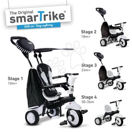 Tříkolky od 10 měsíců - Tříkolka Spark BlackWhite 4v1 smarTrike - 1
