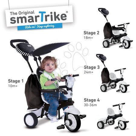Tříkolky od 10 měsíců - Tříkolka Spark BlackWhite 4v1 smarTrike - 4