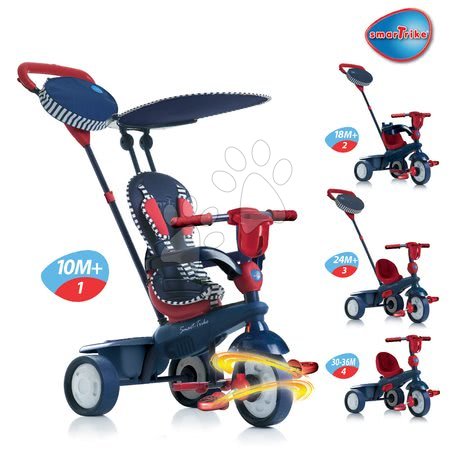 Tříkolky od 10 měsíců - Tříkolka Spirit Blue 4v1 Touch Steering smarTrike - 6